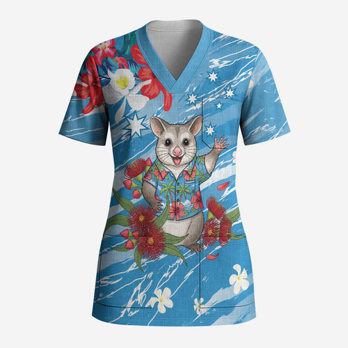 Australian Possum Eucalyptus Blossom Scrub Top Christmas Vibe - Aussie Hoodie