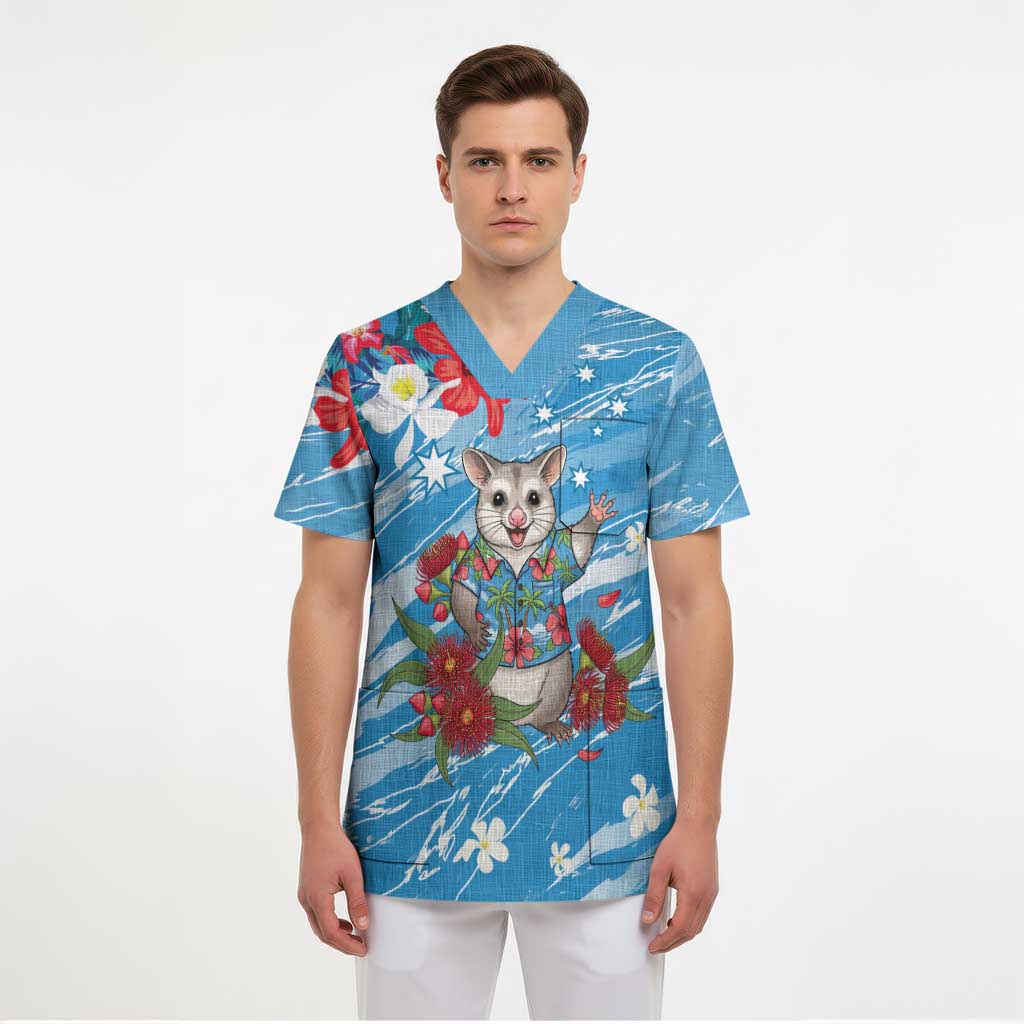 Australian Possum Eucalyptus Blossom Scrub Top Christmas Vibe - Aussie Hoodie