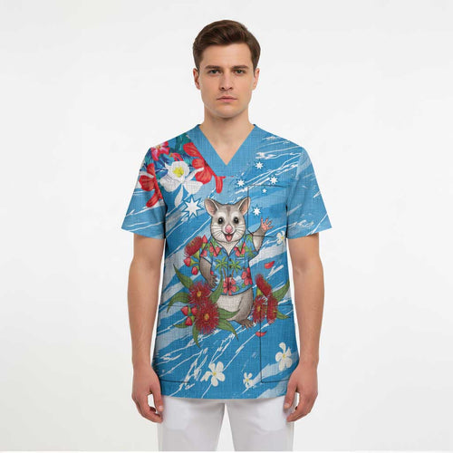 Australian Possum Eucalyptus Blossom Scrub Top Christmas Vibe - Aussie Hoodie