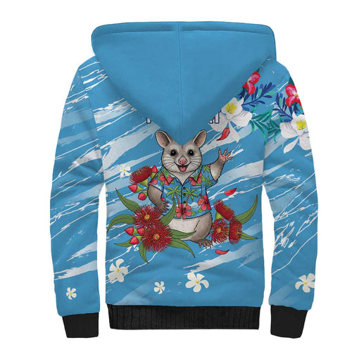 Australian Possum Eucalyptus Blossom Sherpa Hoodie Christmas Vibe - Aussie Hoodie
