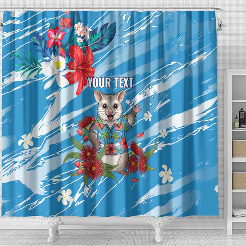Australian Possum Eucalyptus Blossom Shower Curtain Christmas Vibe - Aussie Hoodie