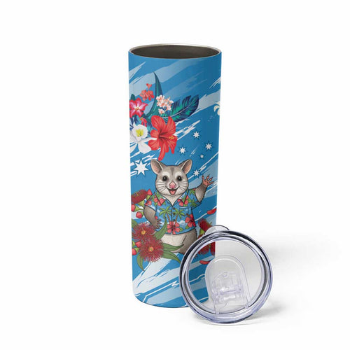 Australian Possum Eucalyptus Blossom Skinny Tumbler Christmas Vibe - Aussie Hoodie