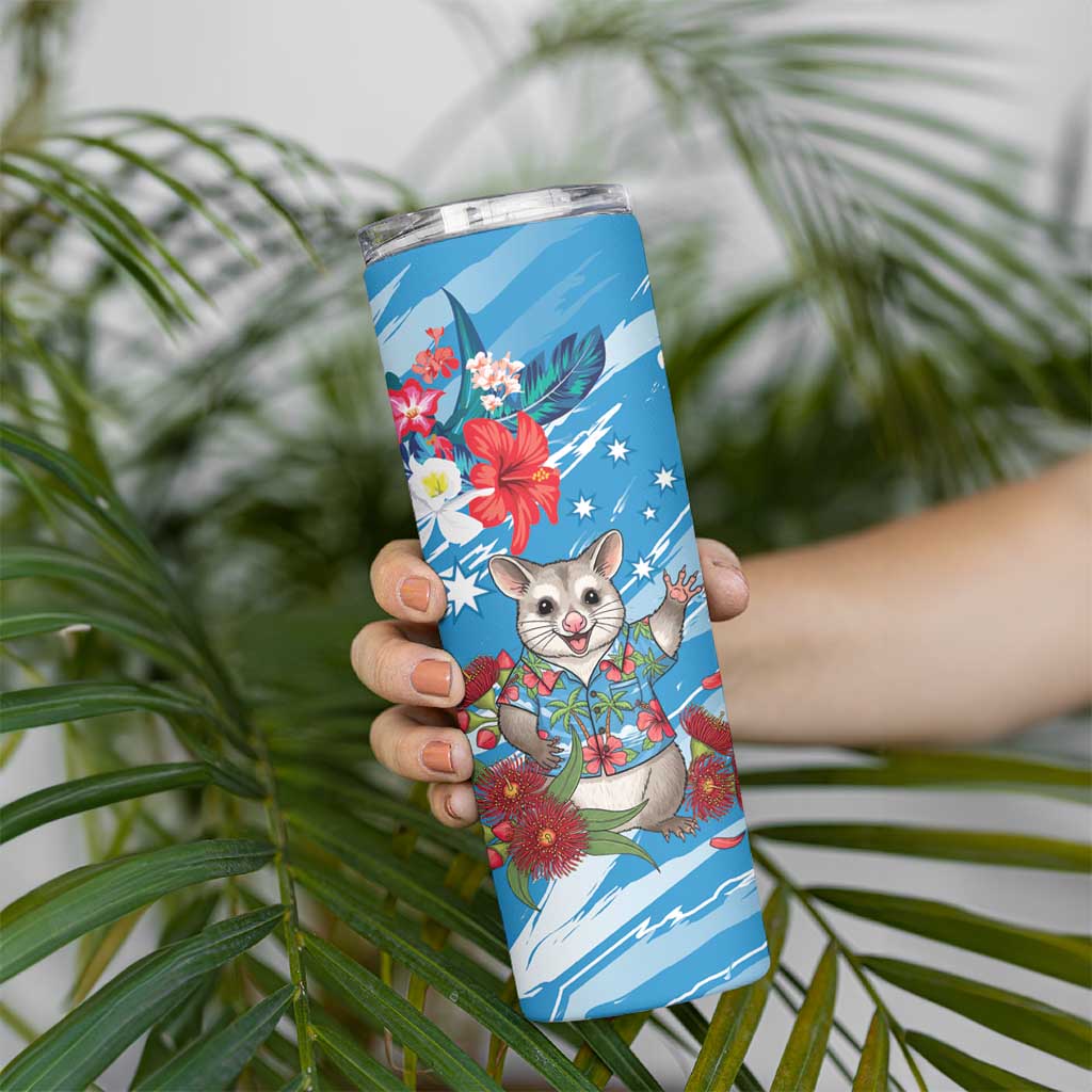 Australian Possum Eucalyptus Blossom Skinny Tumbler Christmas Vibe - Aussie Hoodie