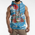Australian Possum Eucalyptus Blossom Sleeveless Hoodie Christmas Vibe - Aussie Hoodie