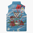 Australian Possum Eucalyptus Blossom Sleeveless Puffer Jacket Christmas Vibe - Aussie Hoodie