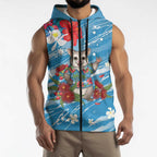 Australian Possum Eucalyptus Blossom Sleeveless Zip Hoodie Christmas Vibe LT9