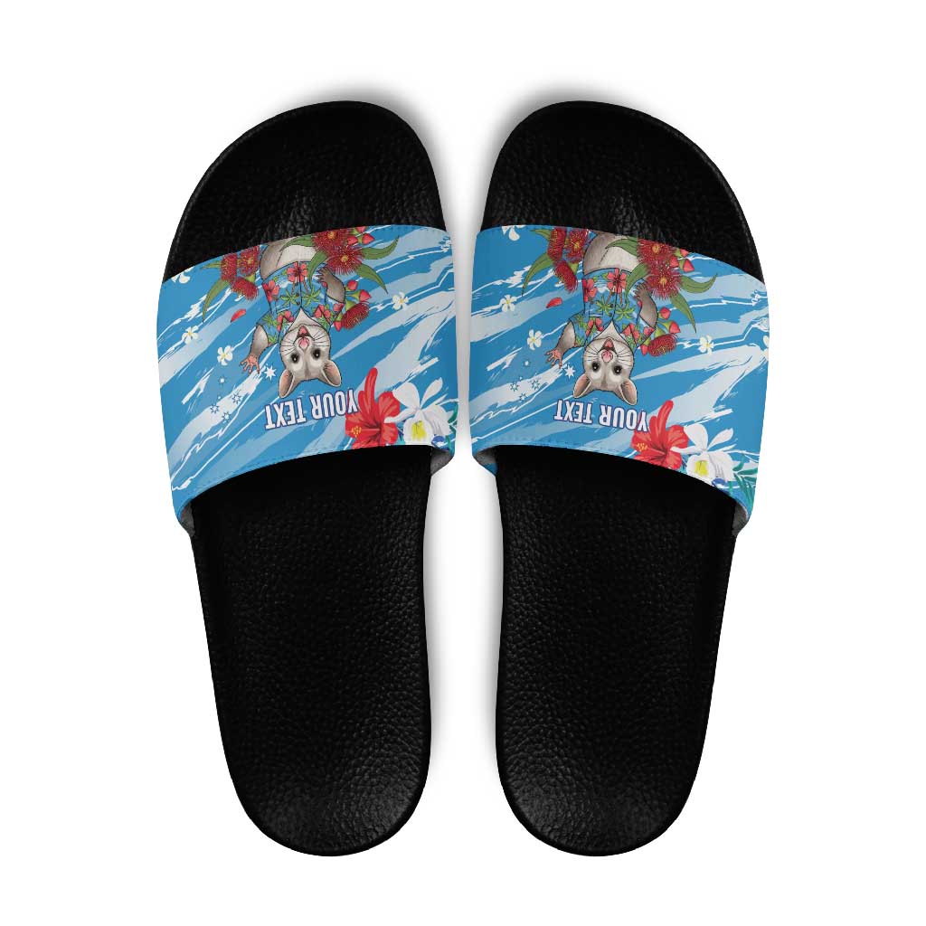 Australian Possum Eucalyptus Blossom Slide Sandals Christmas Vibe - Aussie Hoodie