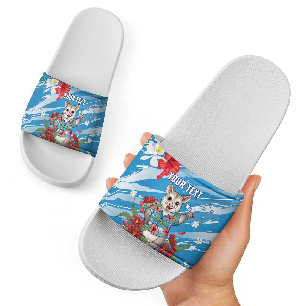 Australian Possum Eucalyptus Blossom Slide Sandals Christmas Vibe - Aussie Hoodie