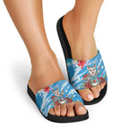 Australian Possum Eucalyptus Blossom Slide Sandals Christmas Vibe - Aussie Hoodie