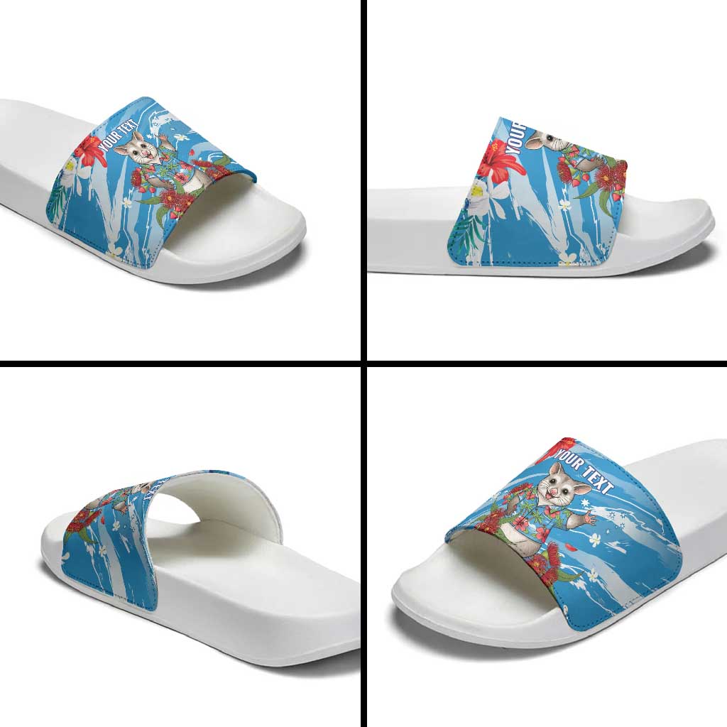 Australian Possum Eucalyptus Blossom Slide Sandals Christmas Vibe - Aussie Hoodie
