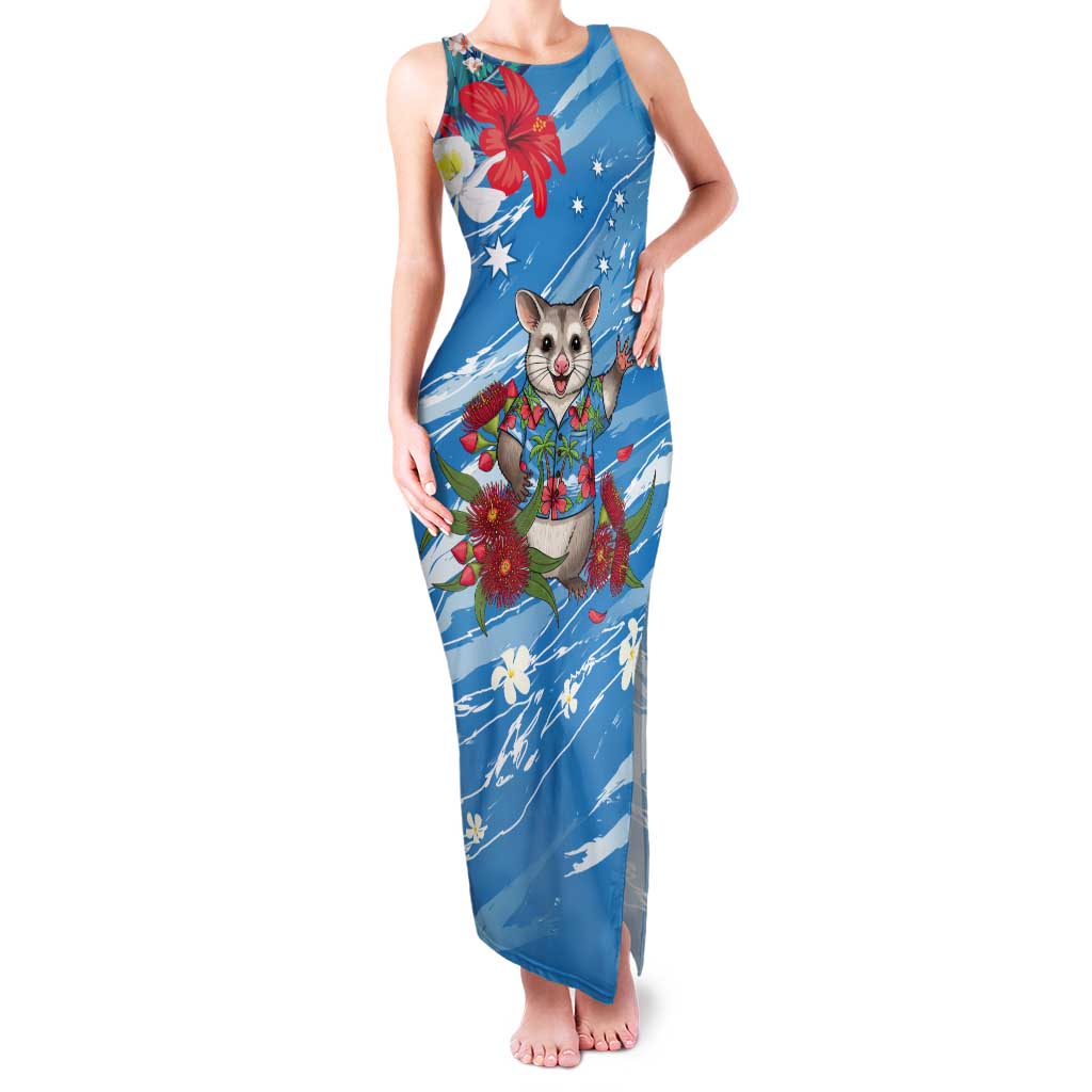 Australian Possum Eucalyptus Blossom Tank Maxi Dress Christmas Vibe - Aussie Hoodie