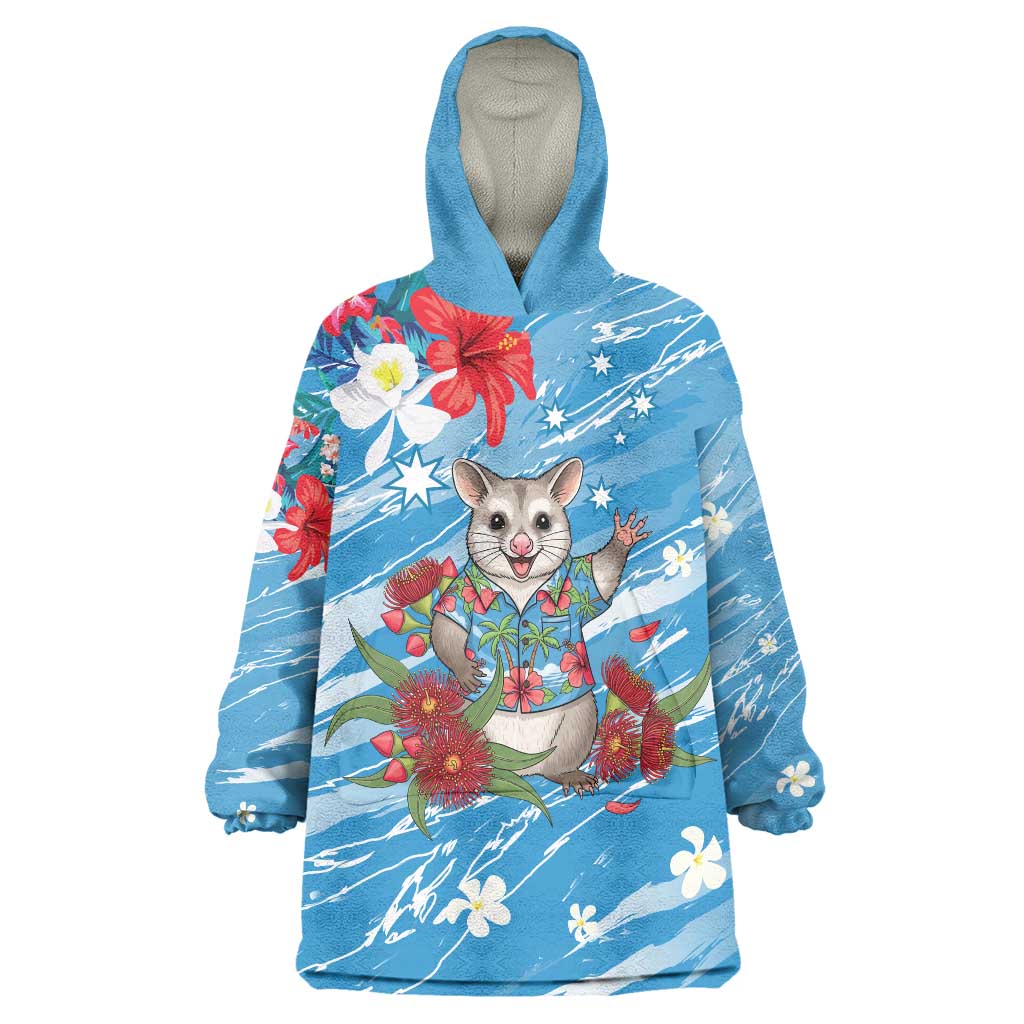 Australian Possum Eucalyptus Blossom Wearable Blanket Hoodie Christmas Vibe - Aussie Hoodie