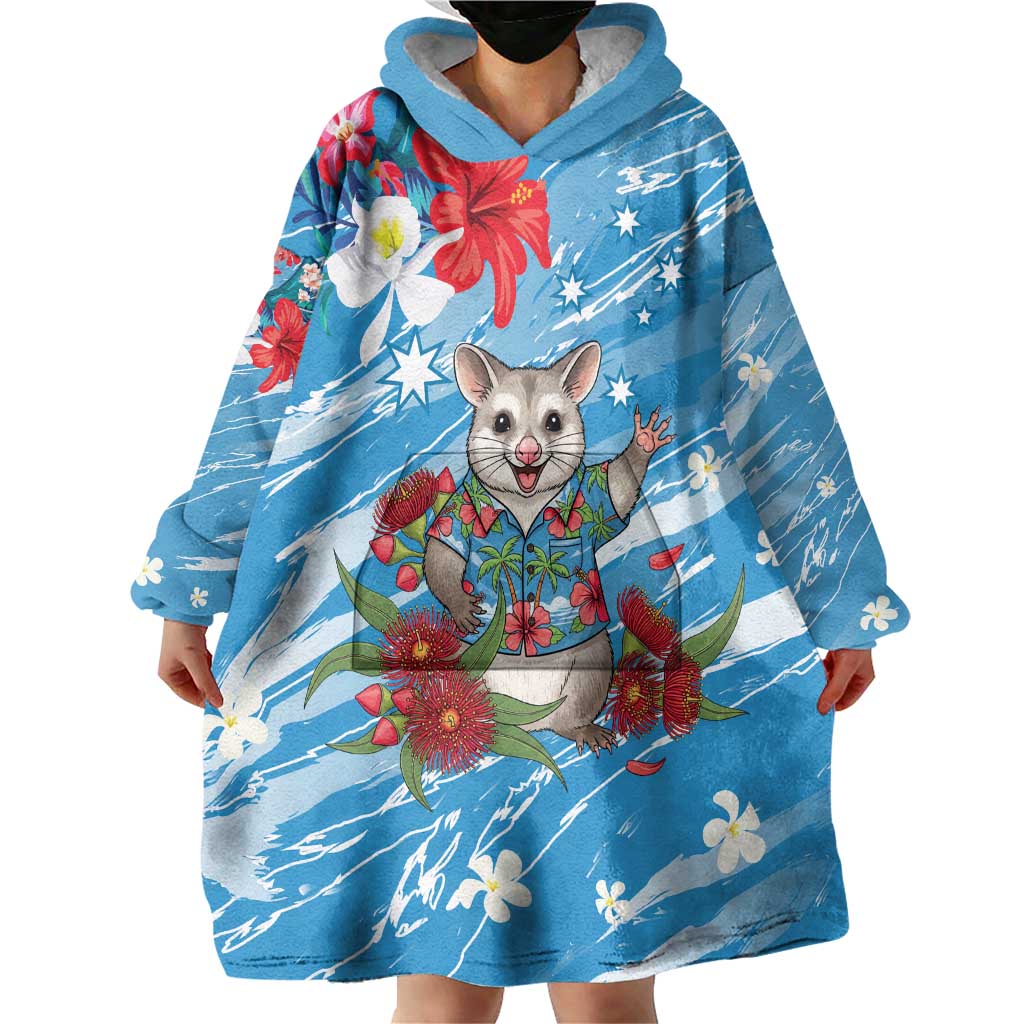 Australian Possum Eucalyptus Blossom Wearable Blanket Hoodie Christmas Vibe - Aussie Hoodie