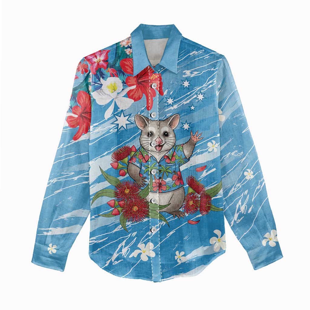 Australian Possum Eucalyptus Blossom Women Casual Shirt Christmas Vibe - Aussie Hoodie