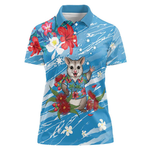 Australian Possum Eucalyptus Blossom Women Polo Shirt Christmas Vibe - Aussie Hoodie