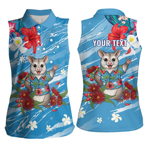 Australian Possum Eucalyptus Blossom Women Sleeveless Polo Shirt Christmas Vibe - Aussie Hoodie