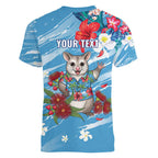 Australian Possum Eucalyptus Blossom Women V-Neck T-Shirt Christmas Vibe - Aussie Hoodie