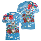 Australian Possum Eucalyptus Blossom Women V-Neck T-Shirt Christmas Vibe - Aussie Hoodie