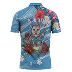 Australian Possum Eucalyptus Blossom Zipper Polo Shirt Christmas Vibe - Aussie Hoodie