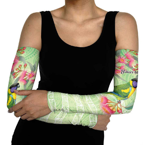 Australian Rainbow Lorikeet and Eucalyptus Arm Sleeves Spirit of Aussie Aboriginal Dot Art - Aussie Hoodie