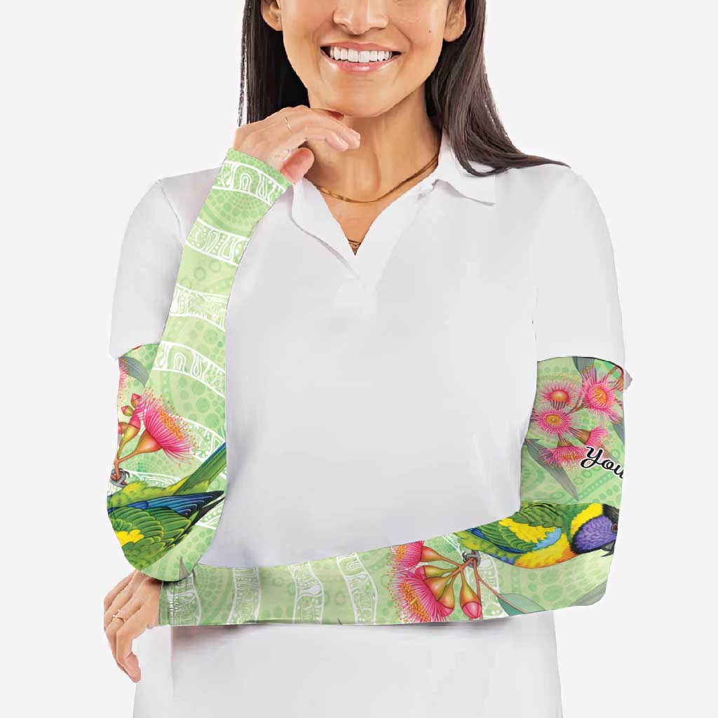 Australian Rainbow Lorikeet and Eucalyptus Arm Sleeves Spirit of Aussie Aboriginal Dot Art - Aussie Hoodie