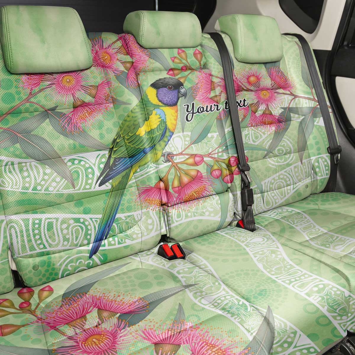 Australian Rainbow Lorikeet and Eucalyptus Back Car Seat Cover Spirit of Aussie Aboriginal Dot Art - Aussie Hoodie