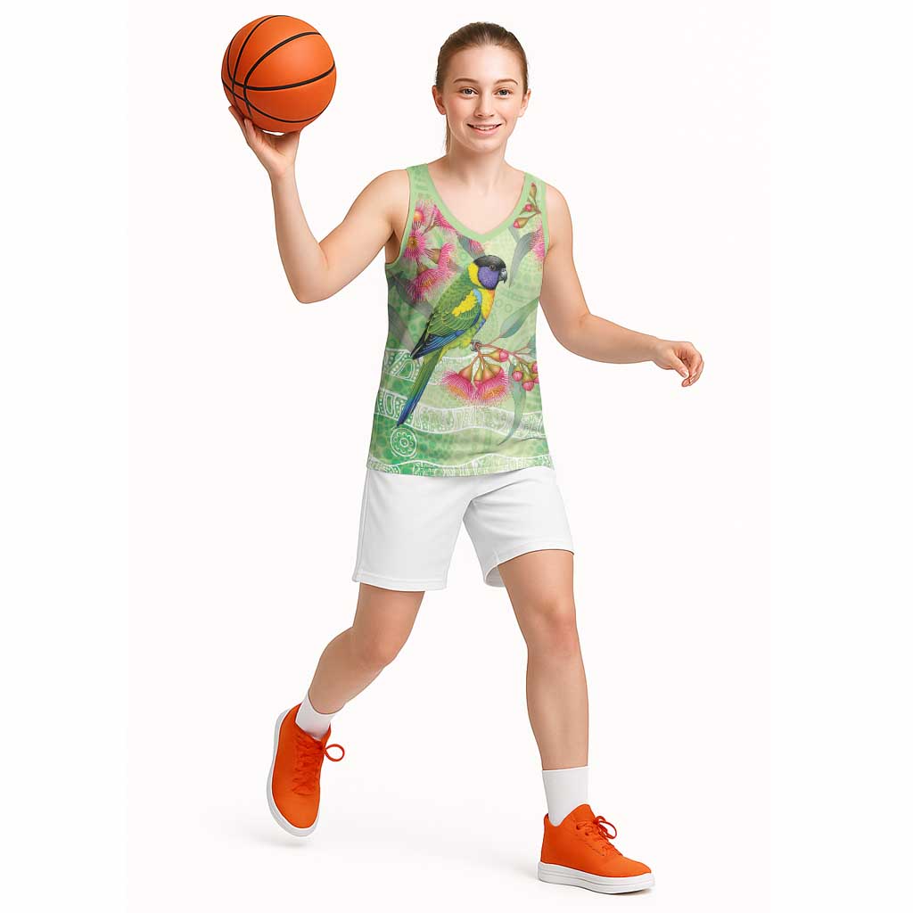 Australian Rainbow Lorikeet and Eucalyptus Basketball Jersey Spirit of Aussie Aboriginal Dot Art - Aussie Hoodie