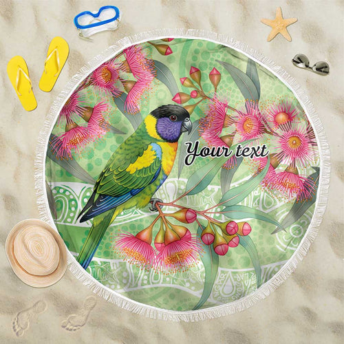 Australian Rainbow Lorikeet and Eucalyptus Beach Blanket Spirit of Aussie Aboriginal Dot Art - Aussie Hoodie