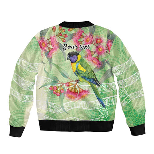 Australian Rainbow Lorikeet and Eucalyptus Bomber Jacket Spirit of Aussie Aboriginal Dot Art - Aussie Hoodie