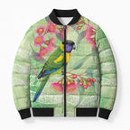 Australian Rainbow Lorikeet and Eucalyptus Bomber Puffer Jacket Spirit of Aussie Aboriginal Dot Art - Aussie Hoodie