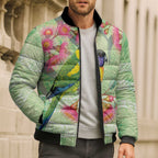 Australian Rainbow Lorikeet and Eucalyptus Bomber Puffer Jacket Spirit of Aussie Aboriginal Dot Art - Aussie Hoodie
