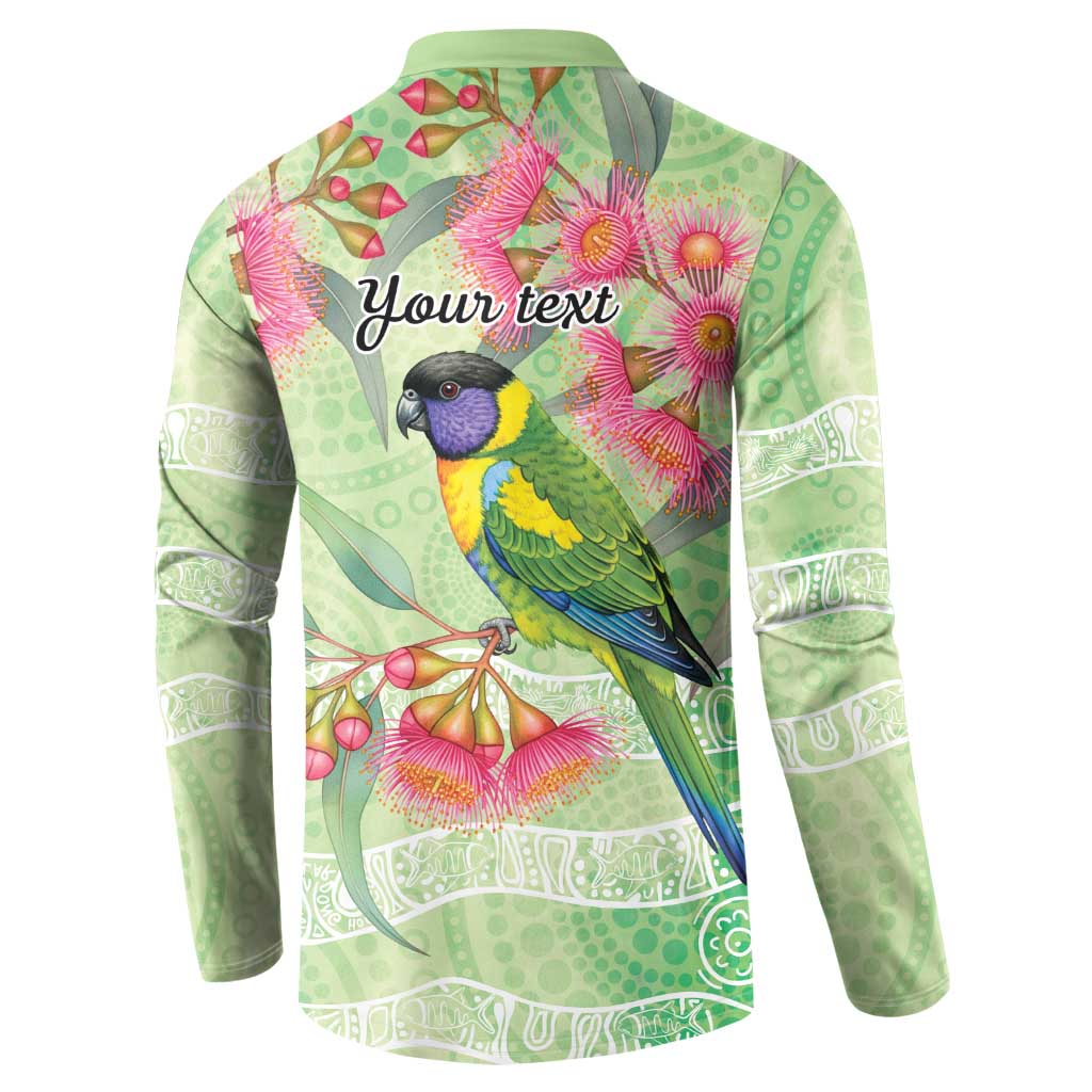 Australian Rainbow Lorikeet and Eucalyptus Button Sweatshirt Spirit of Aussie Aboriginal Dot Art - Aussie Hoodie