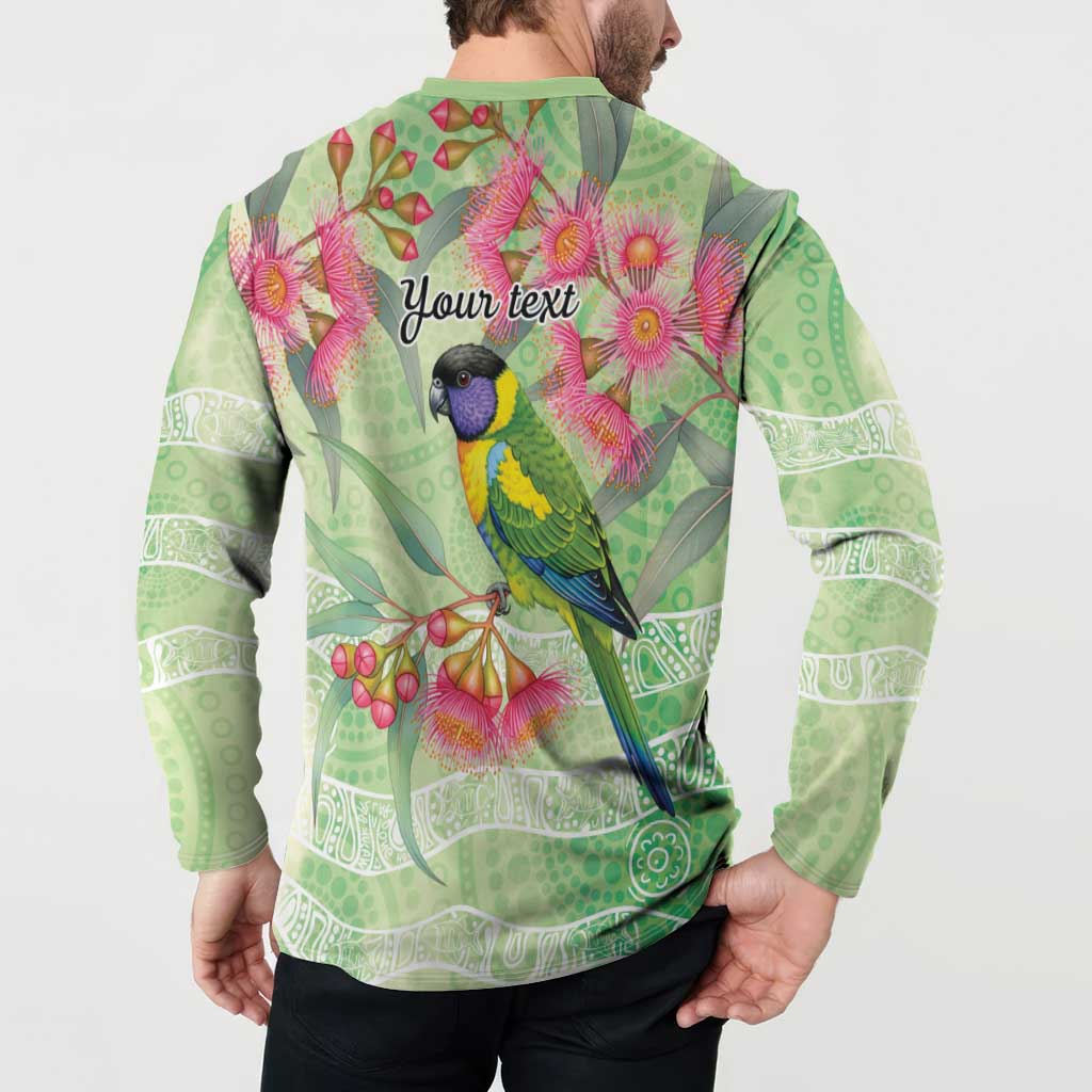 Australian Rainbow Lorikeet and Eucalyptus Button Sweatshirt Spirit of Aussie Aboriginal Dot Art - Aussie Hoodie