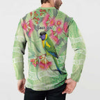 Australian Rainbow Lorikeet and Eucalyptus Button Sweatshirt Spirit of Aussie Aboriginal Dot Art - Aussie Hoodie