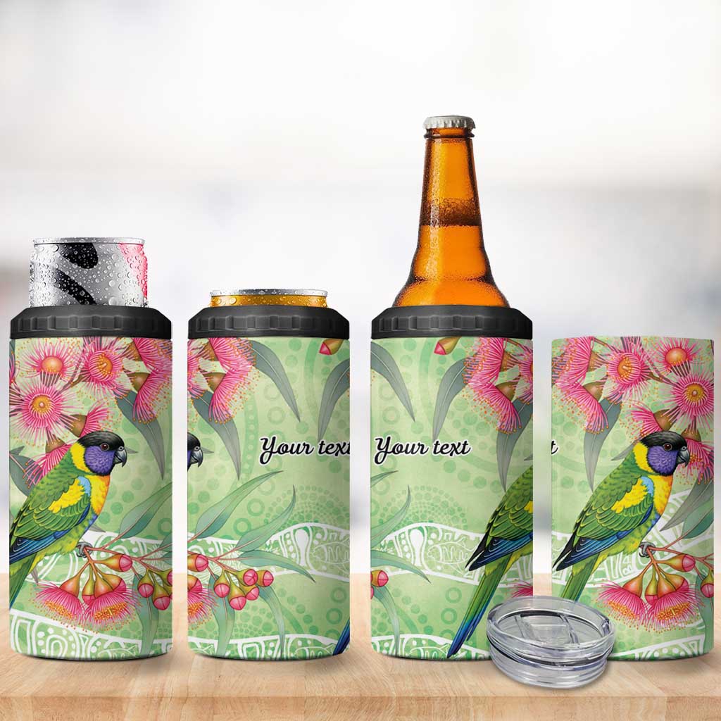 Australian Rainbow Lorikeet and Eucalyptus 4 in 1 Can Cooler Tumbler Spirit of Aussie Aboriginal Dot Art - Aussie Hoodie