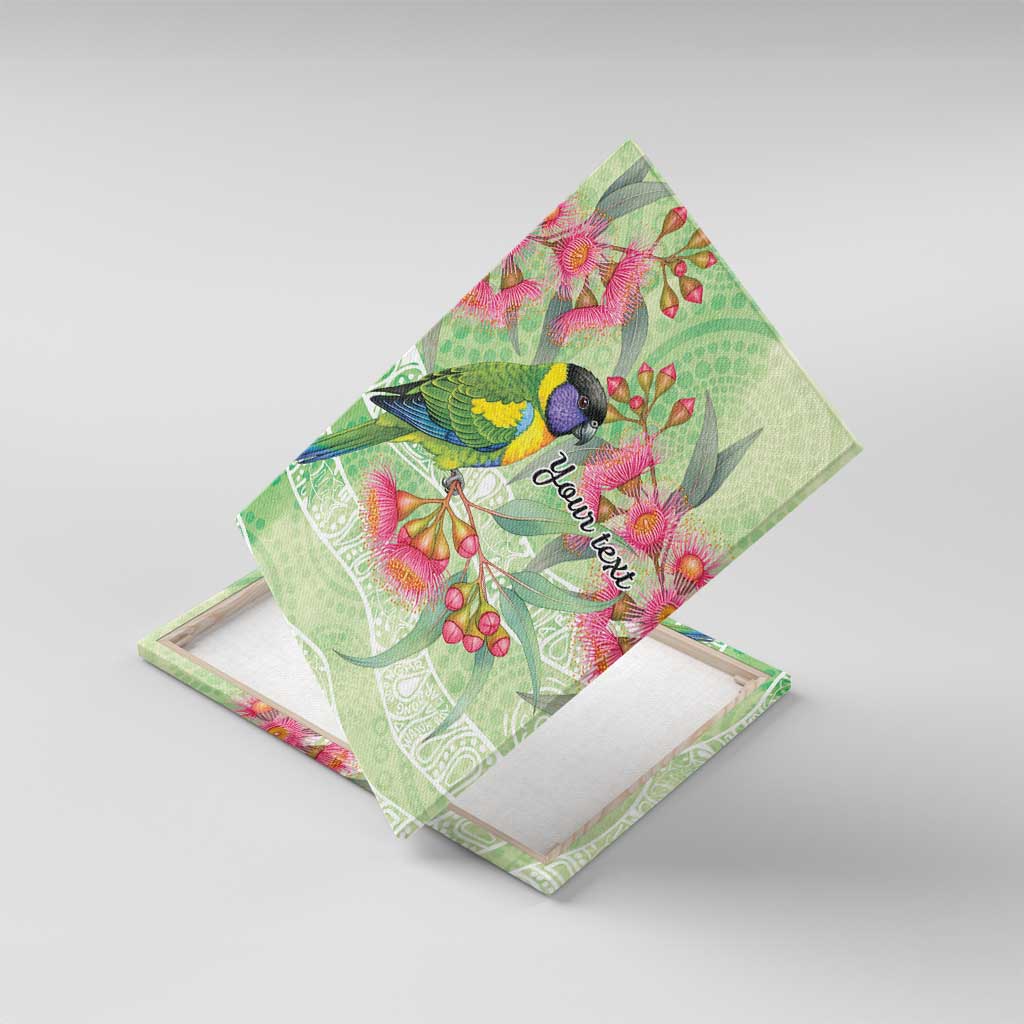 Australian Rainbow Lorikeet and Eucalyptus Canvas Wall Art Spirit of Aussie Aboriginal Dot Art - Aussie Hoodie