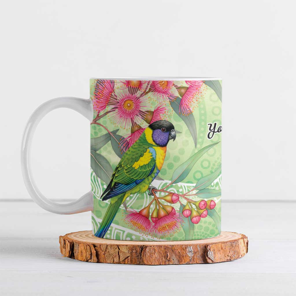 Australian Rainbow Lorikeet and Eucalyptus Ceramic Mug Spirit of Aussie Aboriginal Dot Art - Aussie Hoodie