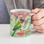 Australian Rainbow Lorikeet and Eucalyptus Ceramic Mug Spirit of Aussie Aboriginal Dot Art - Aussie Hoodie