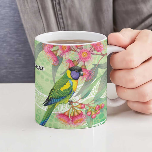 Australian Rainbow Lorikeet and Eucalyptus Ceramic Mug Spirit of Aussie Aboriginal Dot Art - Aussie Hoodie