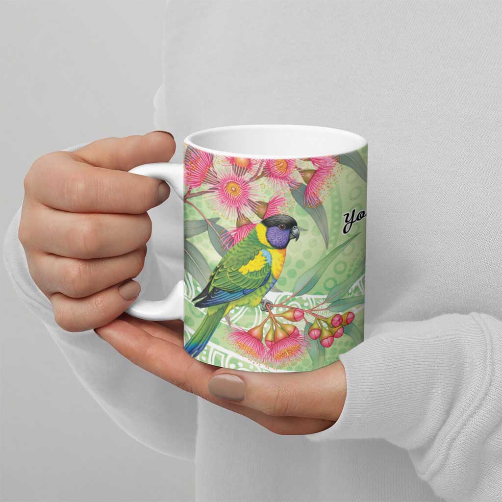 Australian Rainbow Lorikeet and Eucalyptus Ceramic Mug Spirit of Aussie Aboriginal Dot Art - Aussie Hoodie