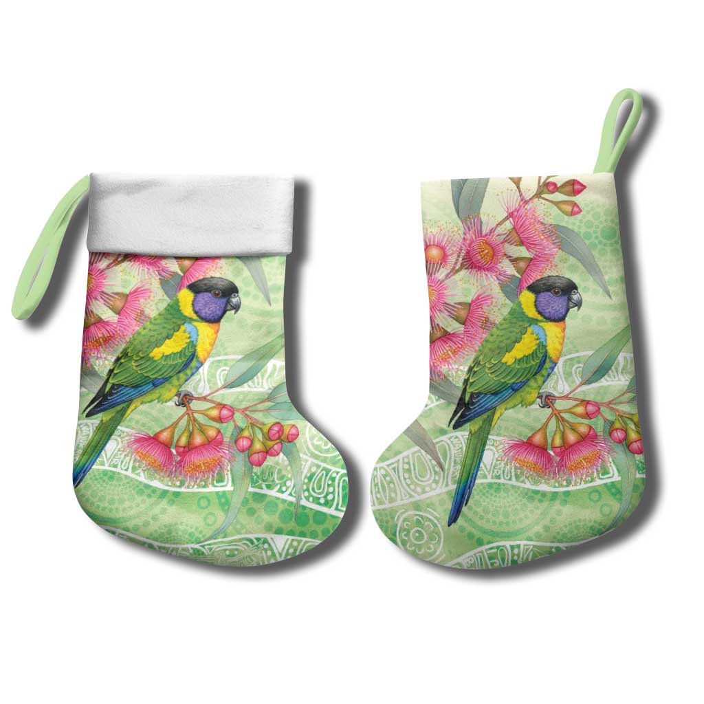 Australian Rainbow Lorikeet and Eucalyptus Christmas Stocking Spirit of Aussie Aboriginal Dot Art - Aussie Hoodie