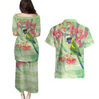Australian Rainbow Lorikeet and Eucalyptus Couples Matching Puletasi and Hawaiian Shirt Spirit of Aussie Aboriginal Dot Art - Aussie Hoodie