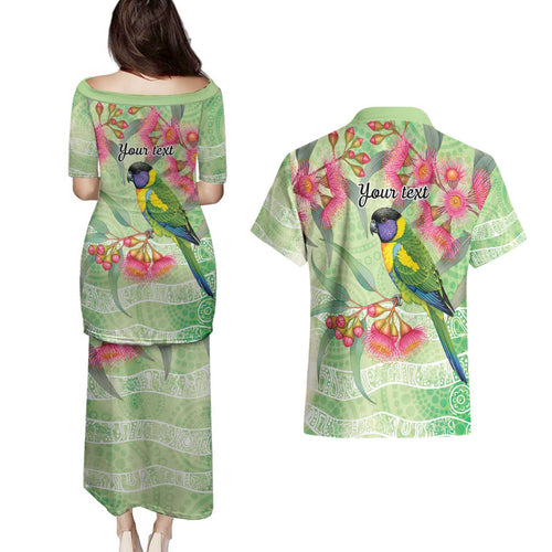 Australian Rainbow Lorikeet and Eucalyptus Couples Matching Puletasi and Hawaiian Shirt Spirit of Aussie Aboriginal Dot Art - Aussie Hoodie