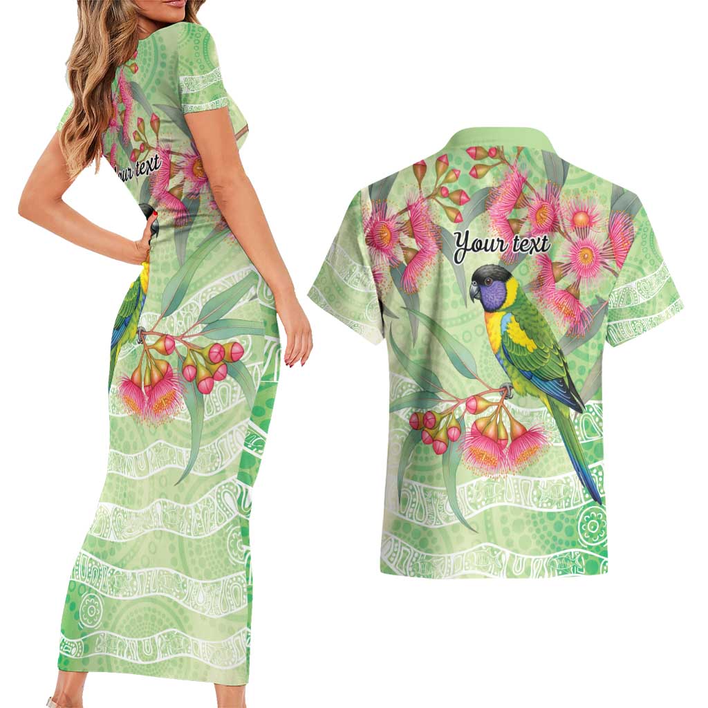 Australian Rainbow Lorikeet and Eucalyptus Couples Matching Short Sleeve Bodycon Dress and Hawaiian Shirt Spirit of Aussie Aboriginal Dot Art - Aussie Hoodie
