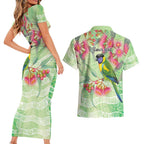 Australian Rainbow Lorikeet and Eucalyptus Couples Matching Short Sleeve Bodycon Dress and Hawaiian Shirt Spirit of Aussie Aboriginal Dot Art - Aussie Hoodie