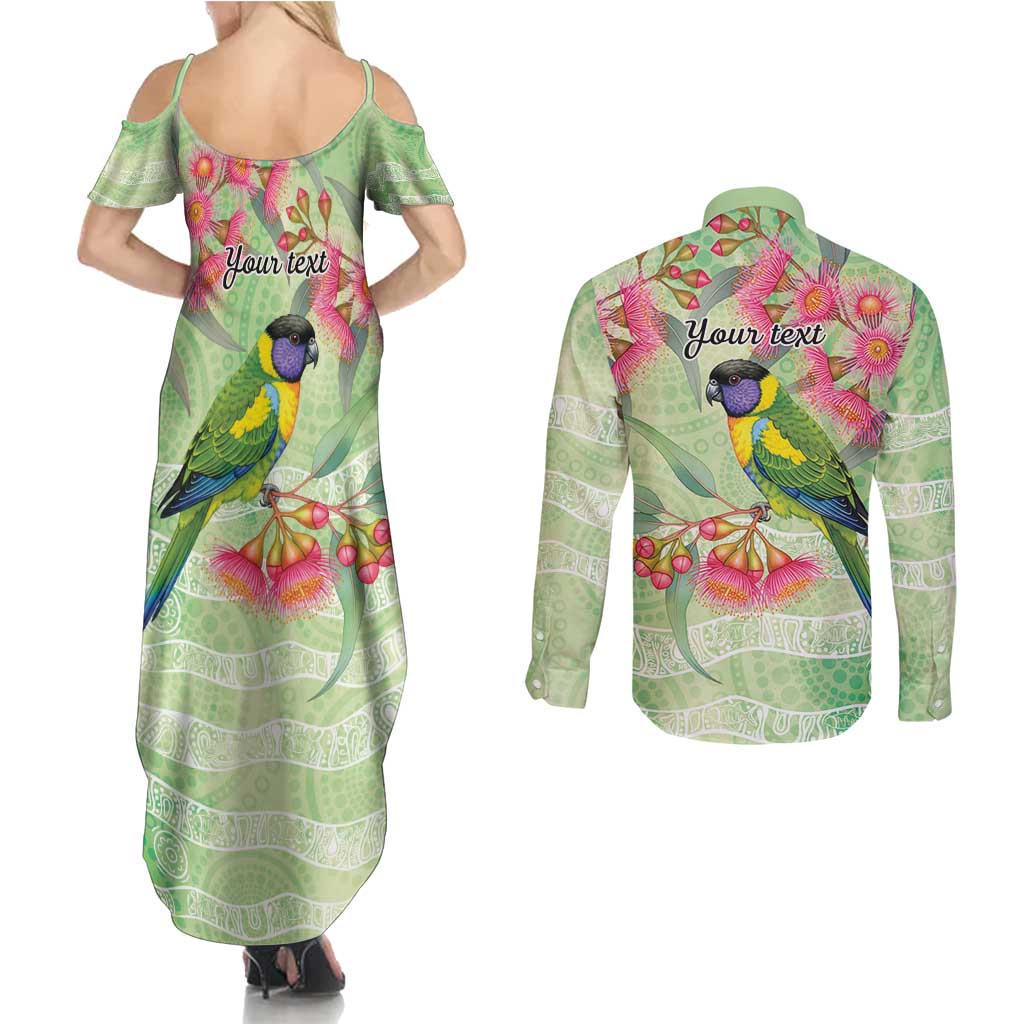 Australian Rainbow Lorikeet and Eucalyptus Couples Matching Summer Maxi Dress and Long Sleeve Button Shirt Spirit of Aussie Aboriginal Dot Art - Aussie Hoodie