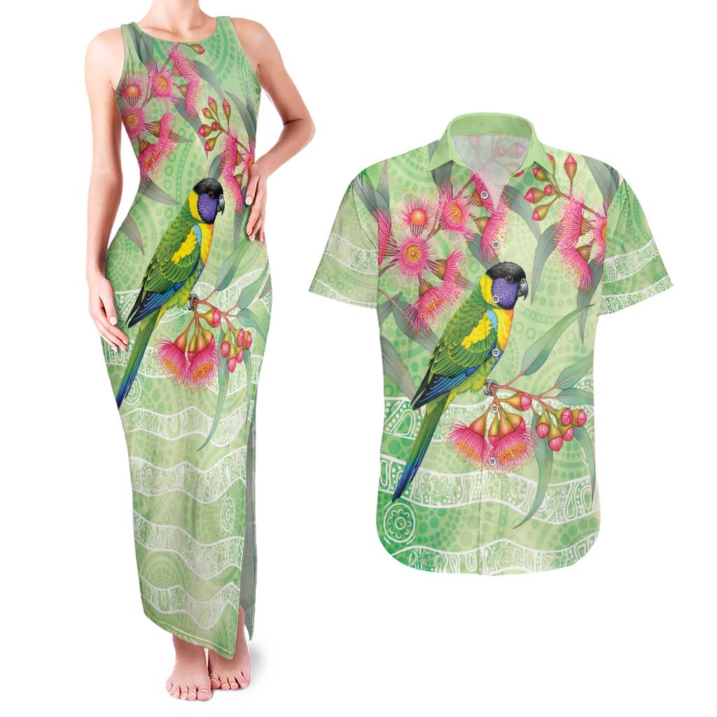 Australian Rainbow Lorikeet and Eucalyptus Couples Matching Tank Maxi Dress and Hawaiian Shirt Spirit of Aussie Aboriginal Dot Art - Aussie Hoodie