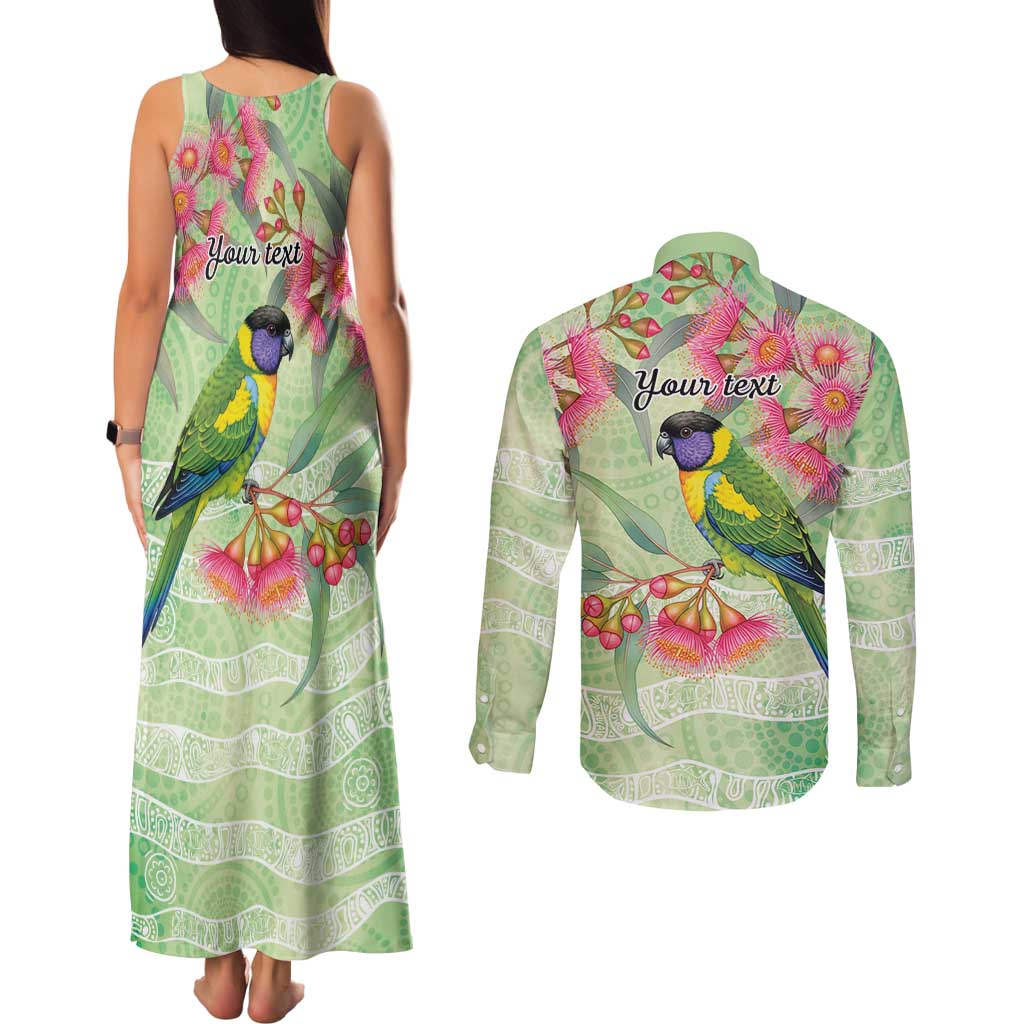 Australian Rainbow Lorikeet and Eucalyptus Couples Matching Tank Maxi Dress and Long Sleeve Button Shirt Spirit of Aussie Aboriginal Dot Art - Aussie Hoodie