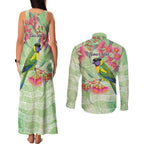 Australian Rainbow Lorikeet and Eucalyptus Couples Matching Tank Maxi Dress and Long Sleeve Button Shirt Spirit of Aussie Aboriginal Dot Art - Aussie Hoodie
