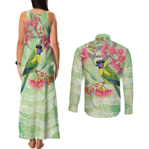Australian Rainbow Lorikeet and Eucalyptus Couples Matching Tank Maxi Dress and Long Sleeve Button Shirt Spirit of Aussie Aboriginal Dot Art - Aussie Hoodie